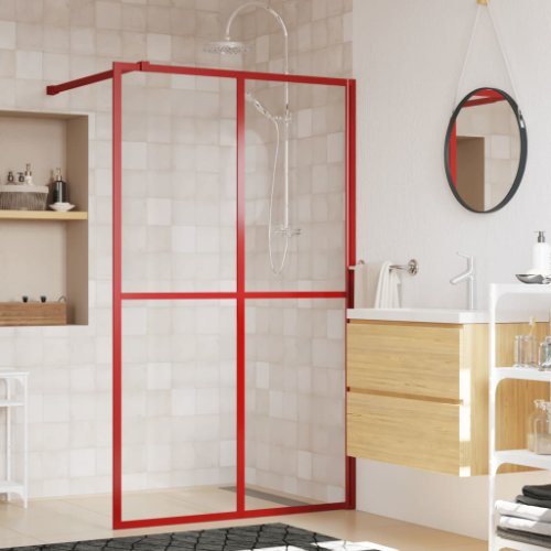 Vidaxl paravan de duș walk-in roșu 118x195 cm sticlă esg transparentă