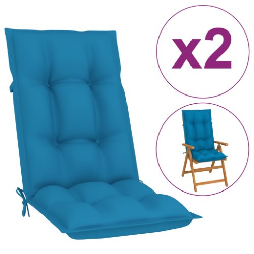 vidaXL Perne pentru scaun de grădină, 2 buc., albastru, 120x50x7 cm