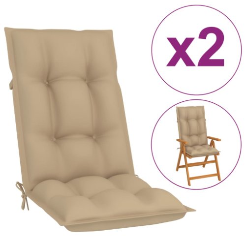 vidaXL Perne pentru scaun de grădină, 2 buc., bej, 120x50x7 cm