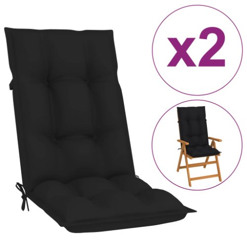 vidaXL Perne pentru scaun de grădină, 2 buc., negru, 120x50x7 cm