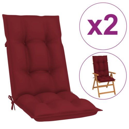 vidaXL Perne pentru scaun de grădină, 2 buc., roșu vin, 120x50x7 cm