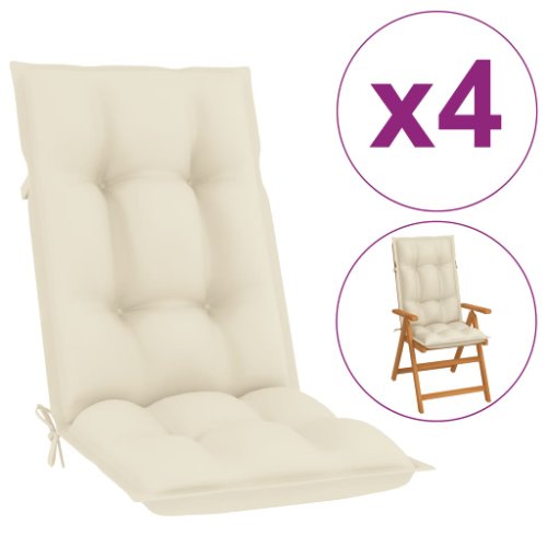 vidaXL Perne pentru scaun de grădină, 4 buc., crem, 120 x 50 x 7 cm