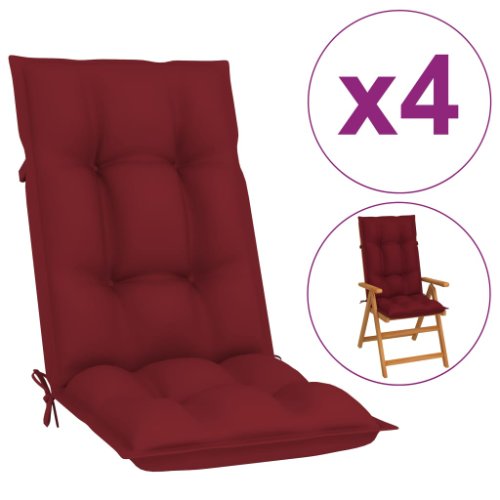 vidaXL Perne pentru scaun de grădină, 4 buc., roșu vin, 120x50x7 cm