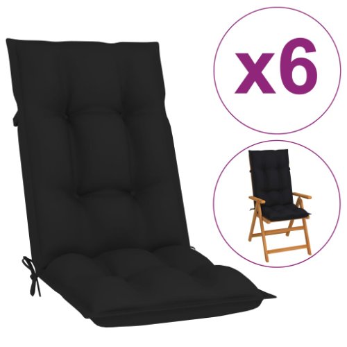 vidaXL Perne pentru scaun de grădină, 6 buc., negru, 120x50x7 cm