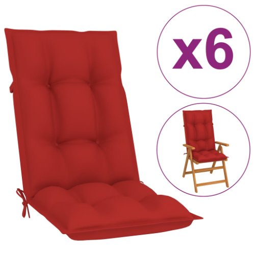 vidaXL Perne pentru scaun de grădină, 6 buc., roșu, 120x50x7 cm