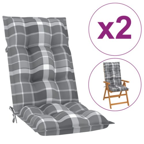 vidaXL Perne pentru scaun grădină, 2 buc., gri carouri, 120x50x7 cm