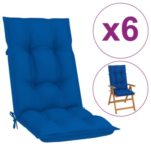 vidaXL Perne pentru scaun grădină, 6 buc., albastru regal, 120x50x7 cm
