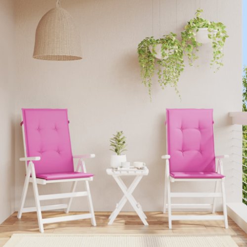 vidaXL Perne scaun cu spătar înalt, 2 buc., roz, 120x50x3 cm, textil