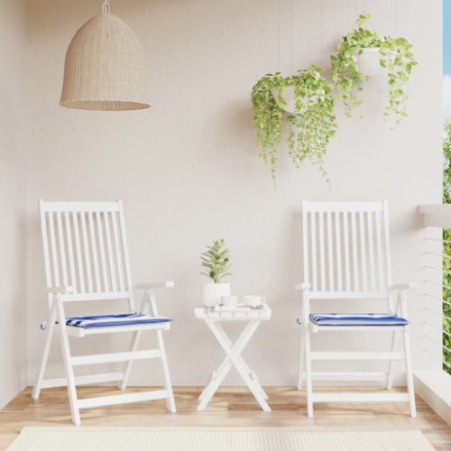 vidaXL Perne scaun grădină 2 buc dungi albastru&alb 50x50x3 cm, textil