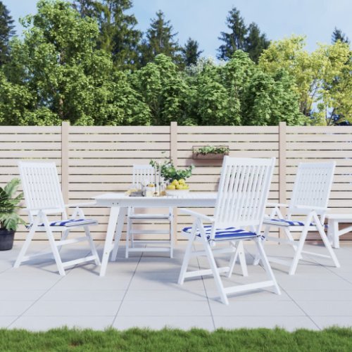 vidaXL Perne scaun grădină 4 buc dungi albastru&alb, 40x40x3 cm textil
