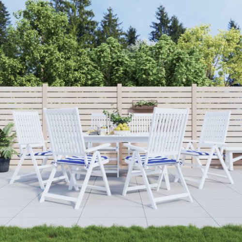 vidaXL Perne scaun grădină 6 buc dungi albastru&alb 50x50x3 cm, textil