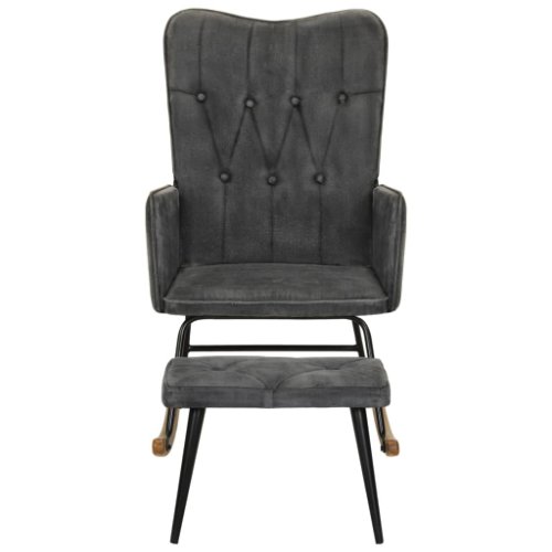 Vidaxl scaun balansoar cu taburet, negru vintage, pânză