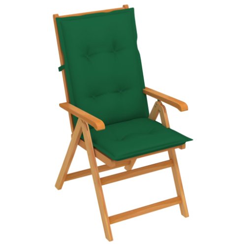 Vidaxl scaun de grădină cu perne verzi, lemn masiv tec