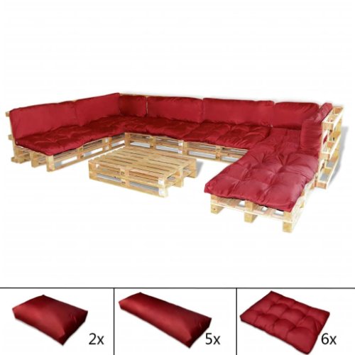 vidaXL Set 13 perne spătar/scaun pentru set mobilier paleți, roșu vin