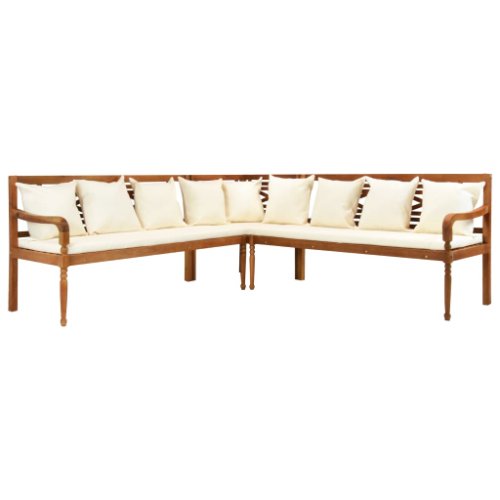 Vidaxl set canapea de grădină cu perne, 3 piese, lemn masiv de acacia