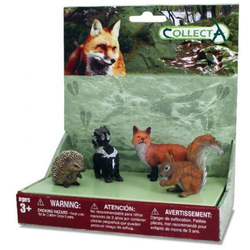 Set 4 figurine Animale din padure Collecta, plastic, 16 x 10 x 18 cm, 3 ani+