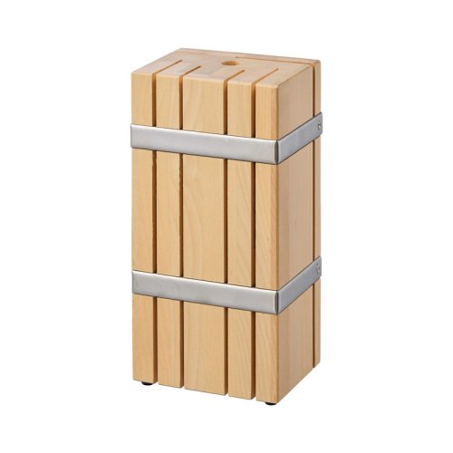 General - Suport cutite lemn masiv de mesteacan, 10 x 13 x 27 cm, capacitate 6 cutite, bej