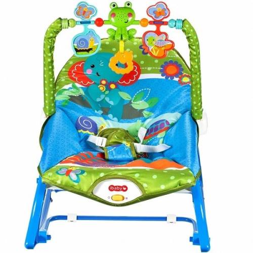 Balansoar si scaun 3 in 1 pentru bebelusi si copii cu sunete si vibratii Albastru/Verde 0 - 18 kg