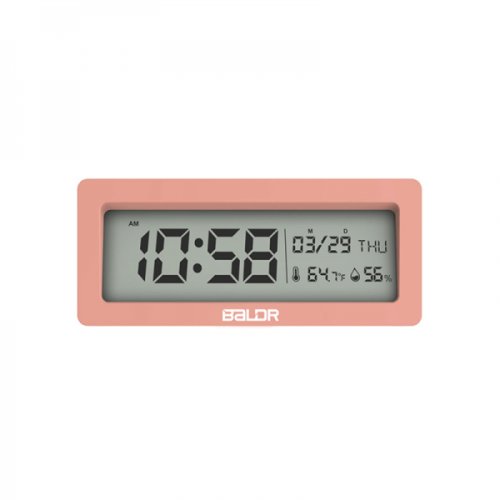 Ceas desteptator cu termometru si higrometru afisaj temperatura / umiditate / data ceas cu alarma si functie snooze backlight roz