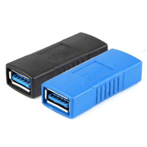 Set 2 x convertor de gen extender USB-A mama - USB-A mama 3.0 44mm albastru negru