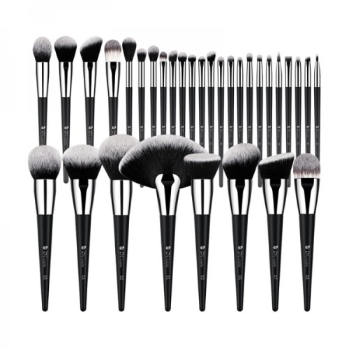 Set 32 pensule profesionale Ducare din mix de par natural de capra si fibre sintetice pentru makeup ten buze sau ochi negru