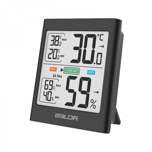 Termometru si higrometru de camera afisaj temperatura umiditate si indice de confort display LCD lumina de fundal negru