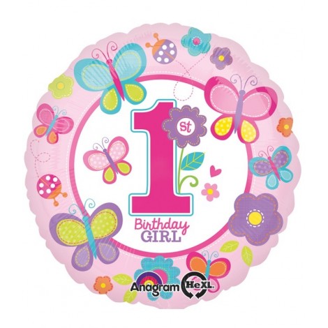 Balon 1st birthday girl folie 45 cm - marimea 158 cm