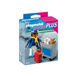 Playmobil - Insotitor de zbor cu carucior de serviciu