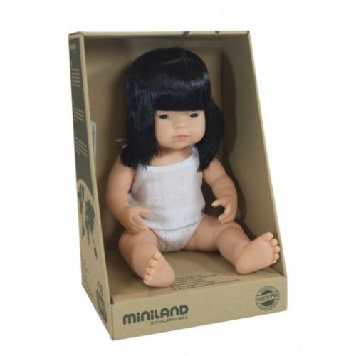 Miniland - Papusa educationala 38 cm fetita asiatica purtatoare de ochelari