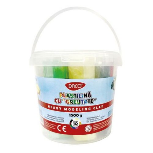 Daco - Plastilina 1500 gr, 10 culori clasice, in cutie din plastic