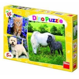 Puzzle 3 in 1 - animale (55 piese)