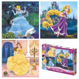 Puzzle 3 in 1 - princess (55 piese)