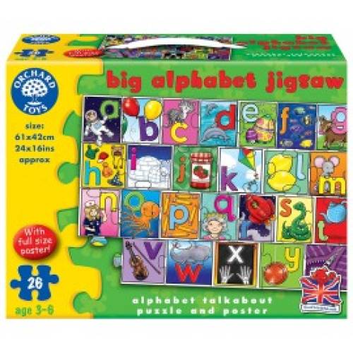 Orchard Toys - Puzzle de podea in limba engleza invata alfabetul (26 piese - poster inclus) big alphabet jigsaw