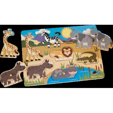 Puzzle din lemn Animalele safari Melissa&Doug 9054