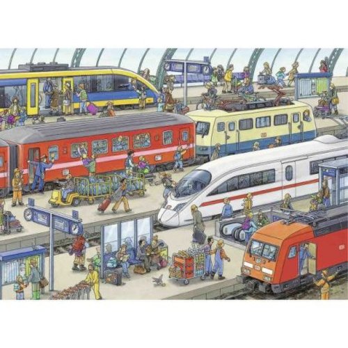Ravensburger - Puzzle statie de tren, 60 piese