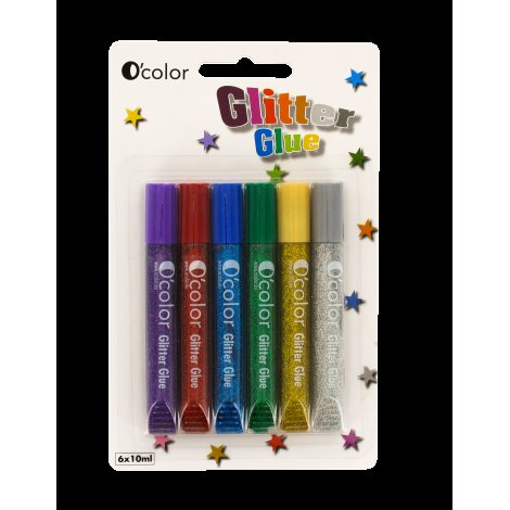 Ocolor - Set 6 flacoane lipici glitter colorat