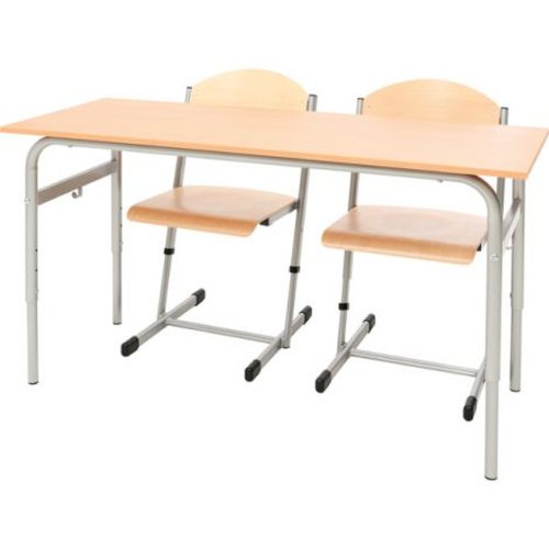 Set banca scolara dubla D si 2 scaune ajustabile pe inaltime, masura 4-6