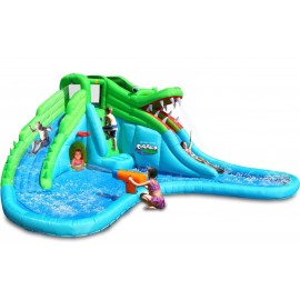 Happy Hop - Spatiu gonflabil crocodil cu tobogane cu apa