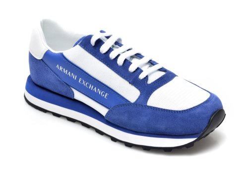 Pantofi sport ARMANI EXCHANGE albastri, XUX083, din material textil si piele intoarsa