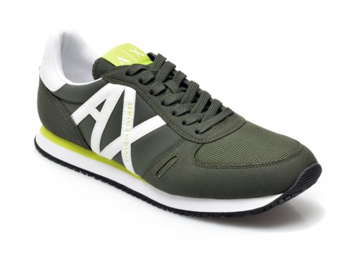 Pantofi sport ARMANI EXCHANGE kaki, XUX017, din material textil si piele ecologica