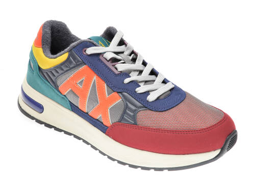 Pantofi sport ARMANI EXCHANGE multicolori, XUX052, din material textil si piele intoarsa