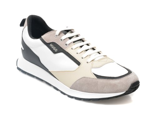 Pantofi sport HUGO BOSS albi, 1304, din material textil si piele intoarsa