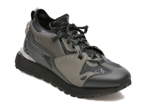 Pantofi sport HUGO BOSS negri, 9144, din material textil si piele ecologica