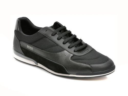 Pantofi sport HUGO BOSS negri, 9307, din material textil si piele ecologica