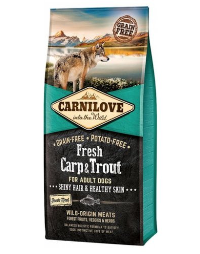 CARNILOVE Adult - Hrană uscată pentru câini cu păstrăv și crap proaspăt 12 kg