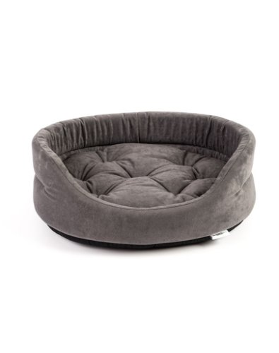 Fera pat oval cu perna pentru caini, cu perna gri, marime xs: 47 x 38 x 15