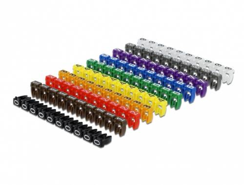 Set 100 buc clipsuri colorate 0-9 maxim 6mm, Delock 18304