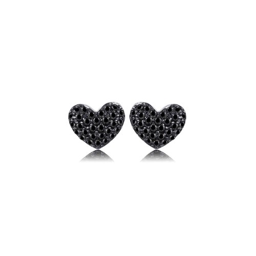 Edenboutique - Cercei din argint heart black spinel
