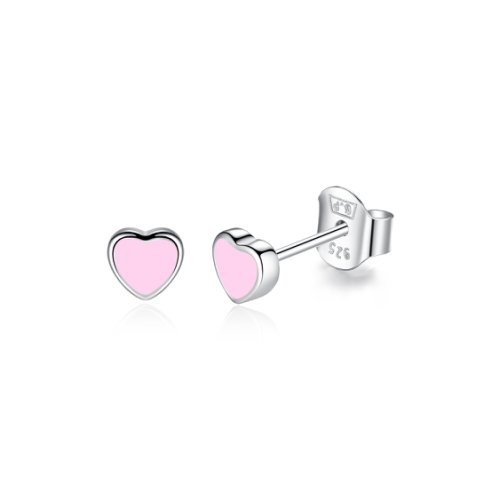 Edenboutique - Cercei din argint little pink email hearts