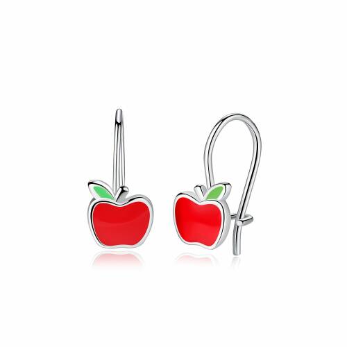Edenboutique - Cercei din argint red email apple